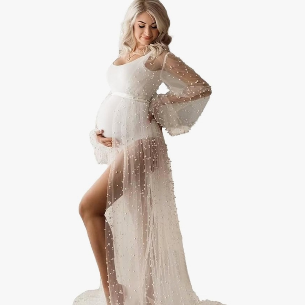 Elegant Sheer Maternity Gown